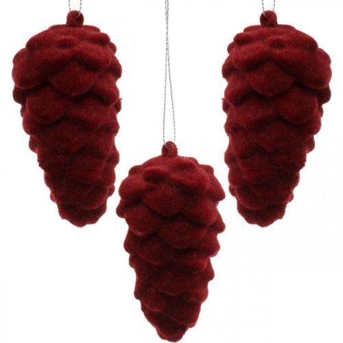 Floristik24 Coni decorativi floccati, decorazione autunnale, pigne rosse, Avvento H8.5cm Ø4.5cm 8pz