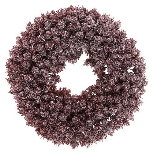 Floristik24 Corona di pigna Ø25cm Ghiacciata bordeaux