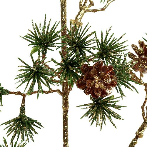 Floristik24 Ramo di abete verde, glitter oro 46 cm