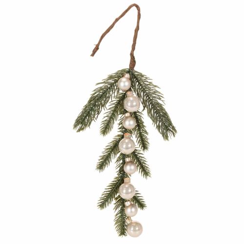 Ramo di abete artificiale con mini palline di Natale bianche, 46 cm, 2 pezzi acquistare | Floristik24.it
