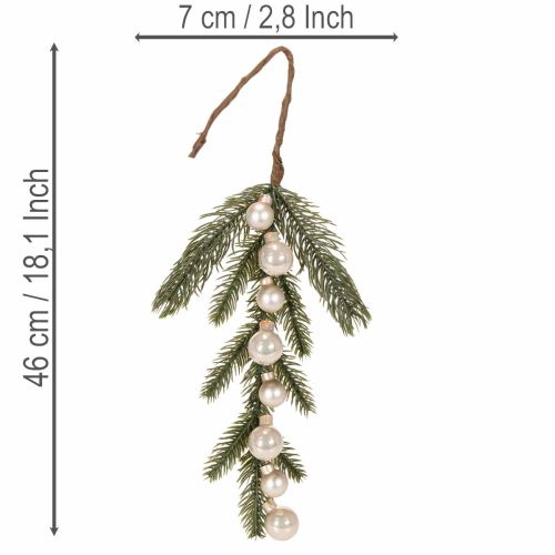 Ramo di abete artificiale con mini palline di Natale bianche, 46 cm, 2 pezzi | Floristik24.it