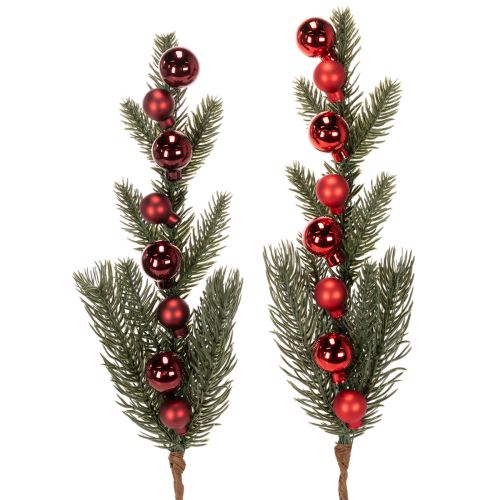 Ramo di abete artificiale con palline di Natale, 48 cm, 2 pezzi acquistare | Floristik24.it
