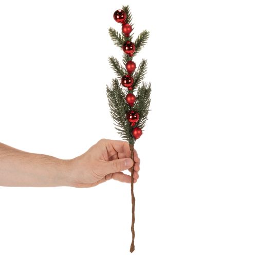 Ramo di abete artificiale con palline di Natale, 48 cm, 2 pezzi | Floristik24.it
