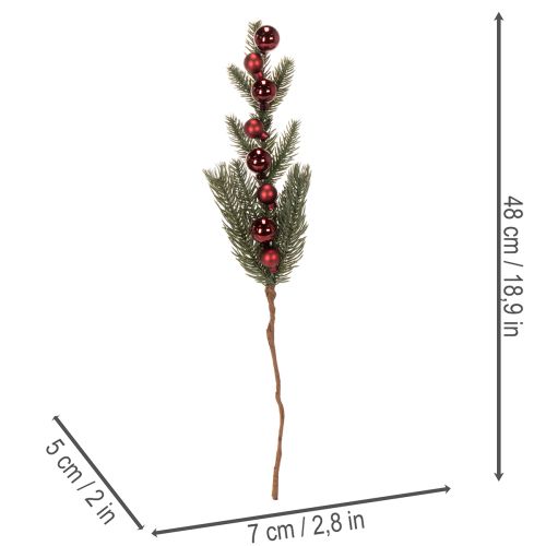 Ramo di abete artificiale con palline di Natale, 48 cm, 2 pezzi | Floristik24.it