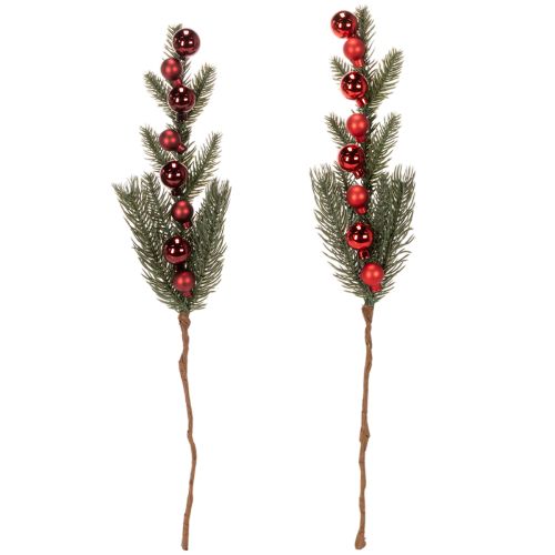 Ramo di abete artificiale con palline di Natale, 48 cm, 2 pezzi | Floristik24.it