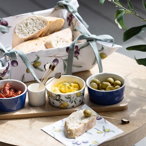 Floristik24 Set Tapas Bambù Ceramica Limoni e Olive 40cm