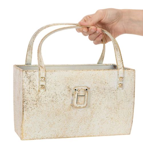 Borsa in metallo, contenitore decorativo, rettangolare, 26 cm, oro | Floristik24.it