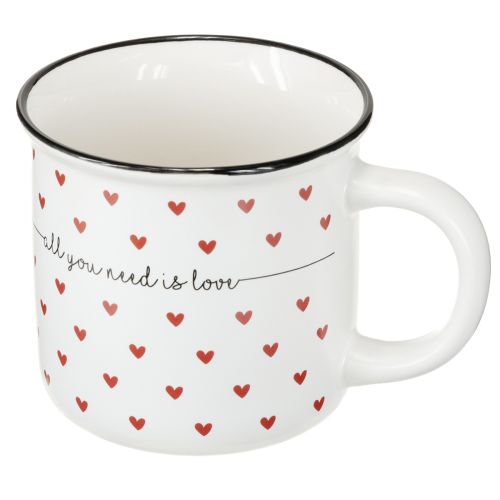 Tazza con cuori tazza in ceramica bianca rossa Ø9cm H9cm