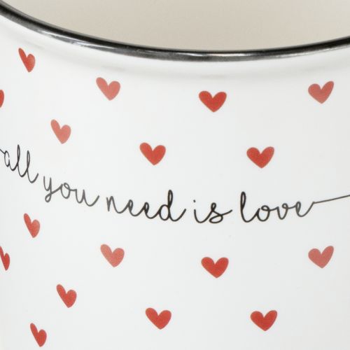Prodotto Tazza con cuori tazza in ceramica bianca rossa Ø9cm H9cm