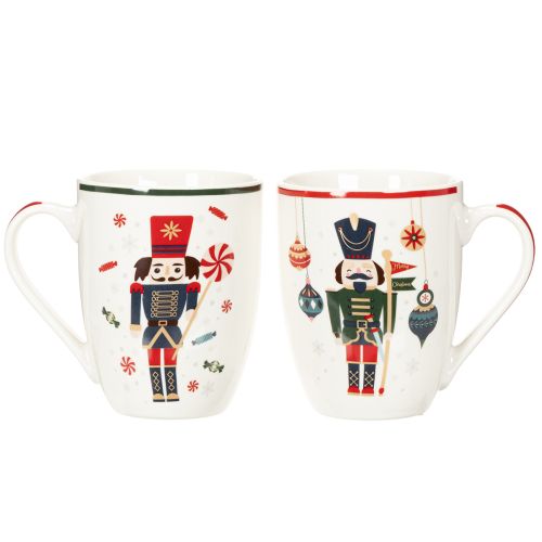 Tazza natalizia con motivo schiaccianoci e bastoncino di zucchero, 10 cm, 2 pezzi | Floristik24.it