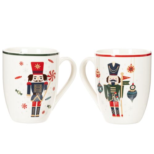 Tazza natalizia con motivo schiaccianoci e bastoncino di zucchero, 10 cm, 2 pezzi | Floristik24.it
