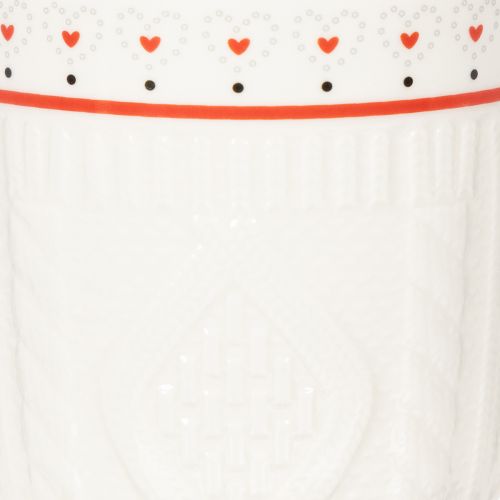 Tazza da caffè con manico rosso, motivo a maglia e decorazione a cuore, in ceramica, 9 cm, 2 pezzi | Floristik24.it