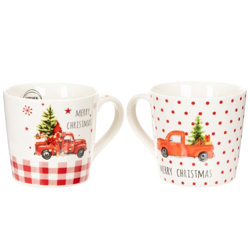Tazza natalizia con auto e albero di Natale, tazze in ceramica, 10 cm, 2 pezzi | Floristik24.it