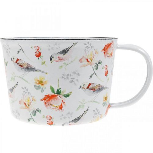 Floristik24 Coppa per piante uccelli / fiori, fioriera, tazza smaltata decorativa, fioriera Ø10cm H7cm