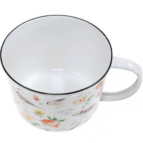 Floristik24 Coppa per piante uccelli / fiori, fioriera, tazza smaltata decorativa, fioriera Ø10cm H7cm
