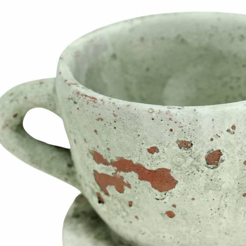 Prodotto Tazza per fioriera con sottovaso grigio vintage, tono naturale Ø8cm H6,5cm 4 pz