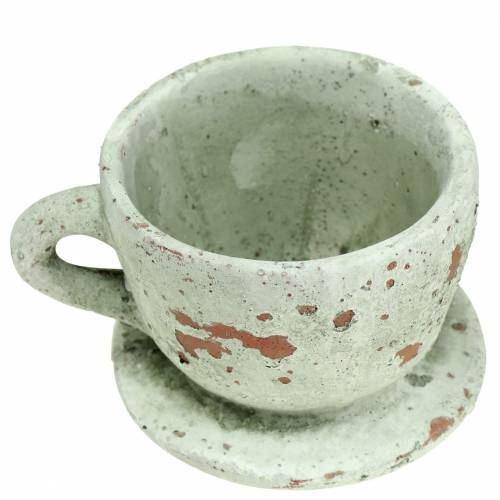 Prodotto Tazza per fioriera con sottovaso grigio vintage, tono naturale Ø8cm H6,5cm 4 pz