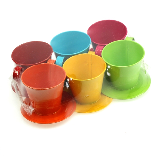 Floristik24 Tazza con piatto Ø9cm H8cm 6 pezzi. ordinati in colori