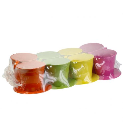 Floristik24 Tazze di metallo colori assortiti Ø12cm H10cm 8pcs