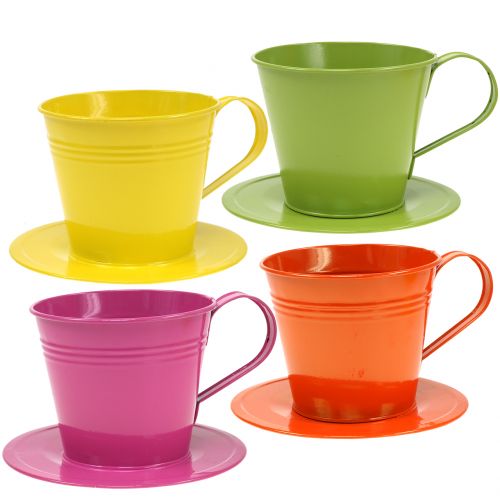 Floristik24 Tazze di metallo colori assortiti Ø12cm H10cm 8pcs