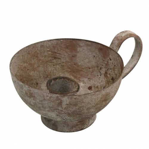 Floristik24 Portacandele decorativo a tazza con patina effetto antico Ø13 cm H5,5 cm