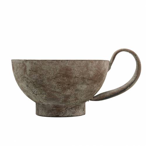 Floristik24 Portacandele decorativo a tazza con patina effetto antico Ø13 cm H5,5 cm