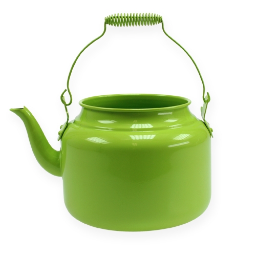 Prodotto Teiera decorativa in metallo verde mela fioriera Ø20cm H15cm