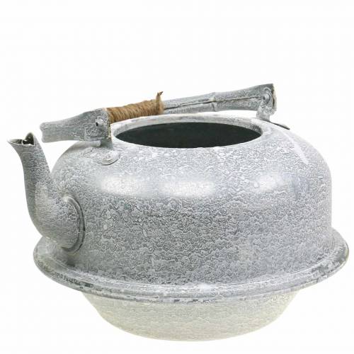 Bollitore per tè fioriera grigio zinco lavato bianco Ø26cm H15cm