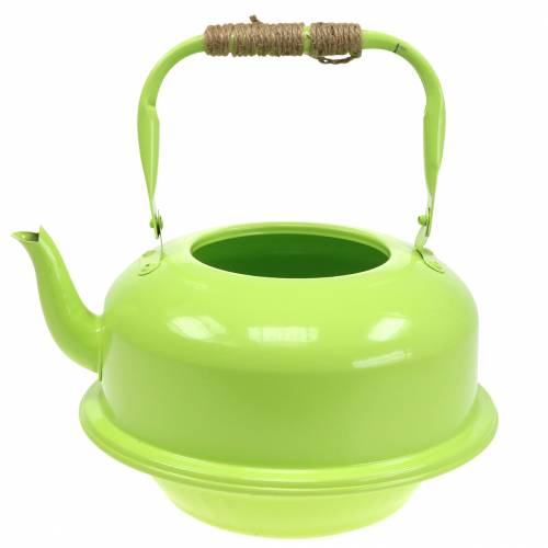 Floristik24 Fioriera Bollitore per tè Zinco May Green Ø26cm H15cm