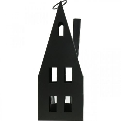 Floristik24 Tea light house, light house in metallo nero Ø4.4cm H24cm
