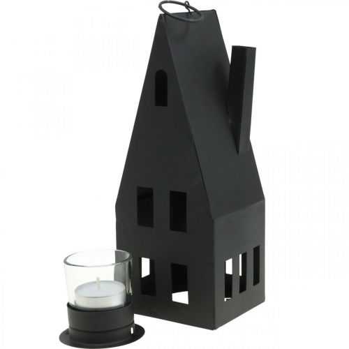 Floristik24 Tea light house, light house in metallo nero Ø4.4cm H24cm