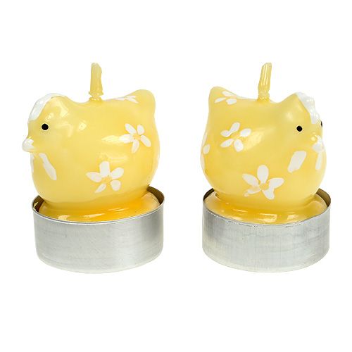 Floristik24 Pollo Tea light 5cm giallo 4pz