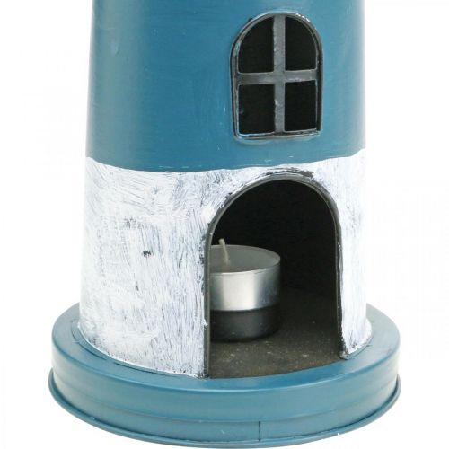 Floristik24 Tea light faro decorazione marittima metallo blu, bianco Ø14cm H41cm