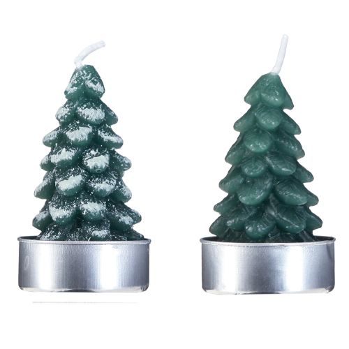 Prodotto Luci da tè Albero di Natale verde innevato 6,5 cm 8 pezzi