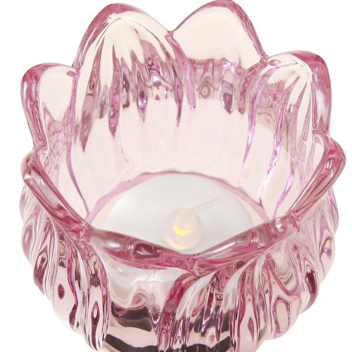 Floristik24 Lanterna portacandele in vetro con fiori in vetro 3 colori Ø7cm H7cm 6 pezzi