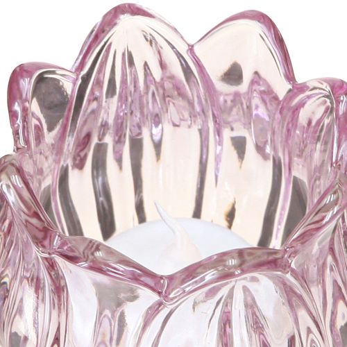 Prodotto Portacandele in vetro a forma di tulipano in vetro viola Ø7cm H16cm 2pz