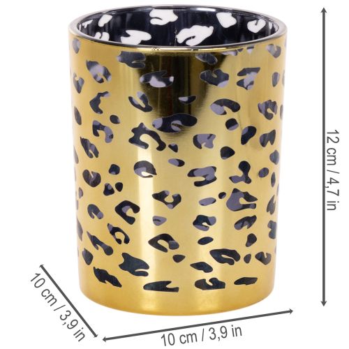 Portacandele in vetro con stampa leopardata per decorazione da tavola, 12 cm | Floristik24.it