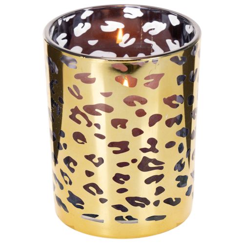 Portacandele in vetro con stampa leopardata per decorazione da tavola, 12 cm | Floristik24.it