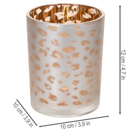 Prodotto Portacandele in vetro con stampa leopardata, 12 cm