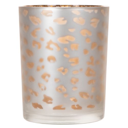 Portacandele in vetro con stampa leopardata, 12 cm | Floristik24.it