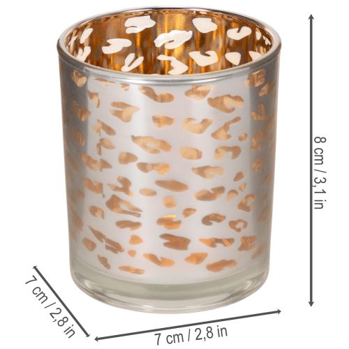 Portacandele in vetro con stampa leopardata, bicolore, 8 cm | Floristik24.it