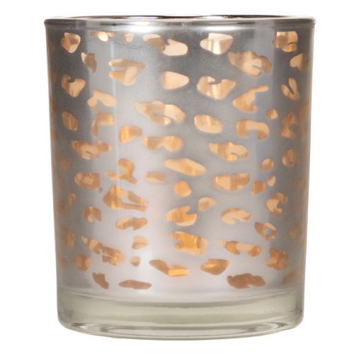 Portacandele in vetro con stampa leopardata, bicolore, 8 cm | Floristik24.it