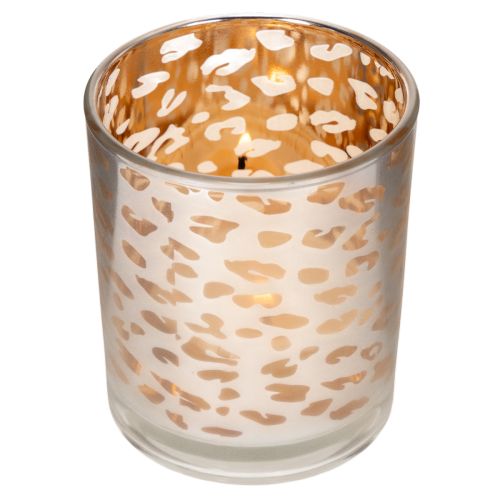 Portacandele in vetro con stampa leopardata, bicolore, 8 cm | Floristik24.it