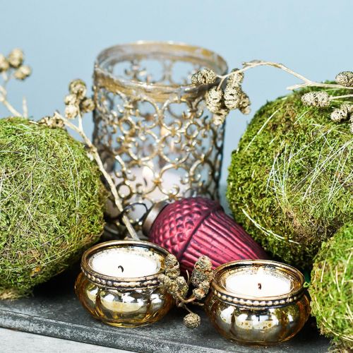 Prodotto Tealight in vetro champagne oro antico con bordo in metallo Ø6cm H3,5cm