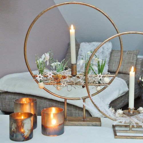 Floristik24 Candela in vetro, lanterna decorativa, decorazione da tavola aspetto antico Ø9.5cm H10cm 4pz
