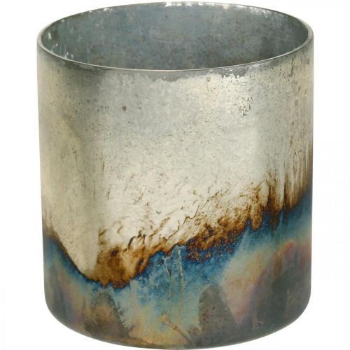 Floristik24 Candela in vetro, lanterna decorativa, decorazione da tavola aspetto antico Ø9.5cm H10cm 4pz
