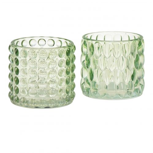 Lanterna in vetro verde tealight in vetro colorato Ø9,5 cm A9 cm 2 pezzi