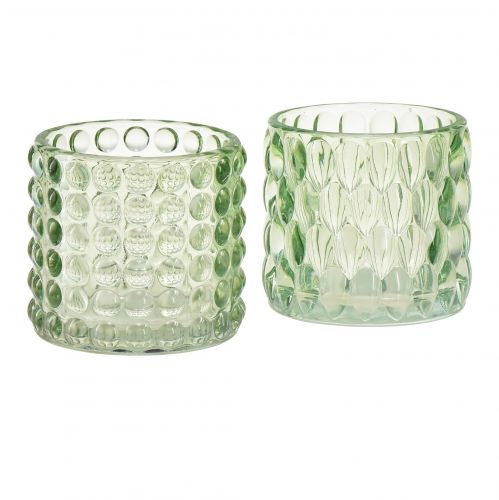 Floristik24 Lanterna in vetro verde tealight in vetro colorato Ø9,5 cm A9 cm 2 pezzi