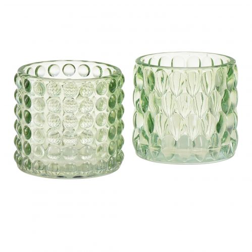 Floristik24 Lanterna in vetro verde tealight in vetro colorato Ø9,5 cm A9 cm 2 pezzi