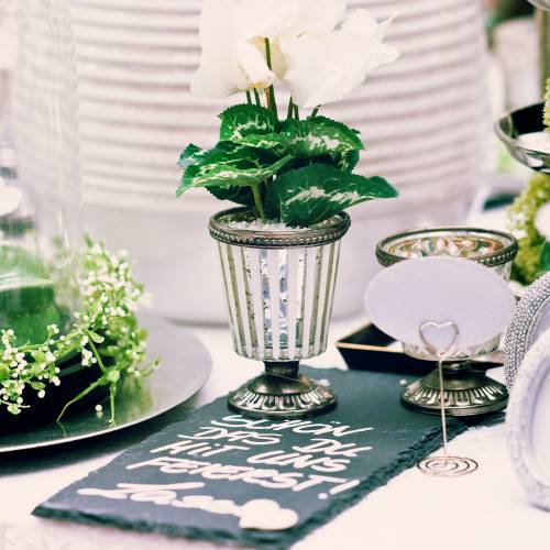 Floristik24 Tazza tea light in vetro contadino argento H11cm